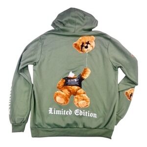 Fresh Laundry Limited Edition Green Teddy Bear Hoodie NWOT Sz Large
